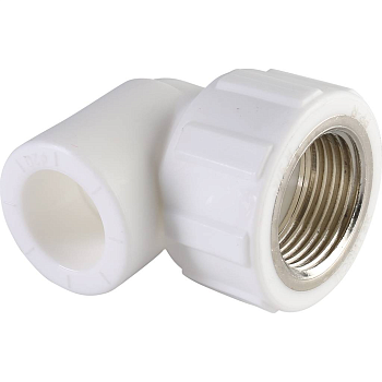 Угольник Политэк 20x3/4" ВР для полипропиленовых труб (сварка) белый