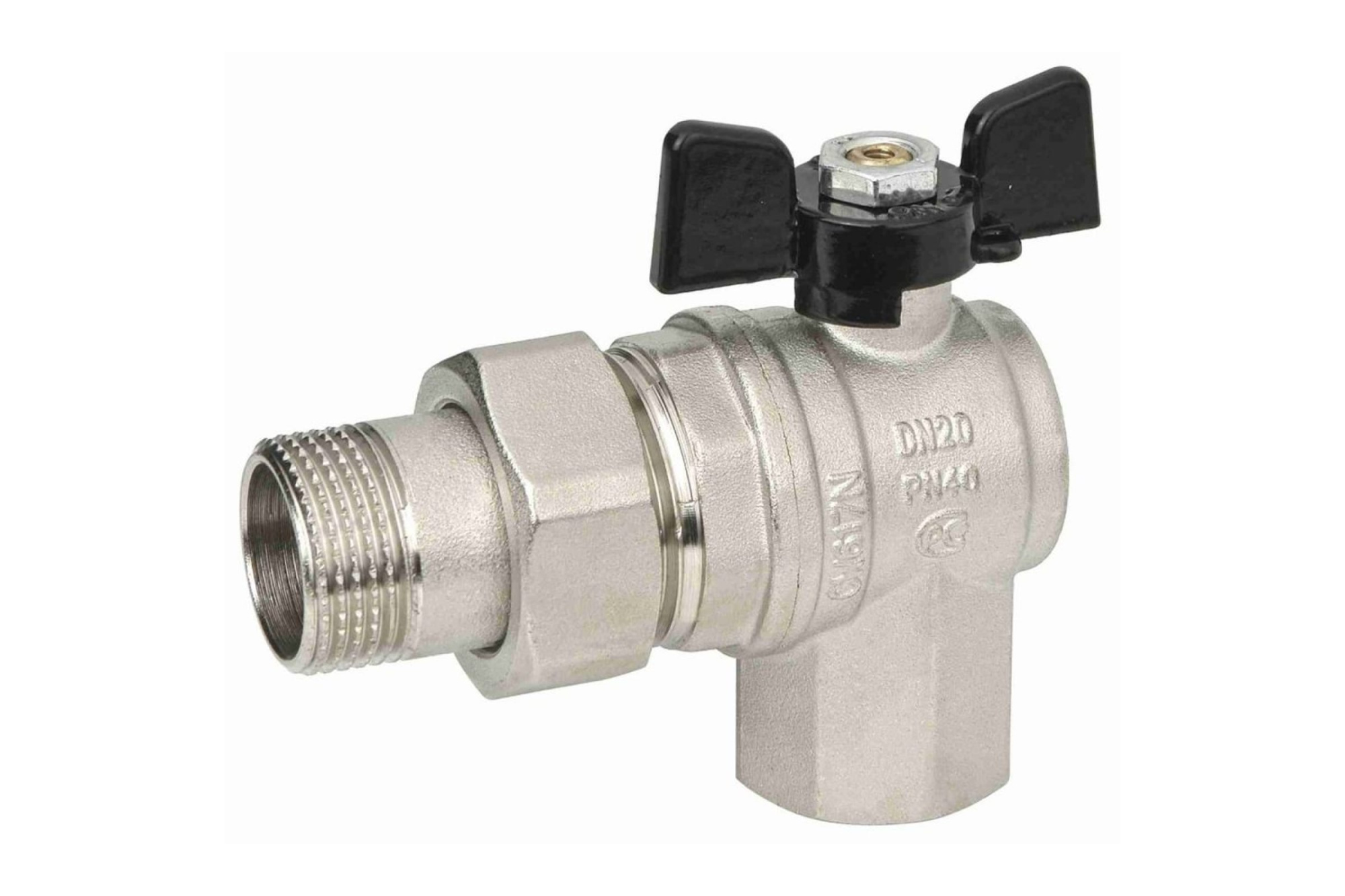 Кран шаровой Bugatti New Jersey 900 1 НВ угловой с полусгоном