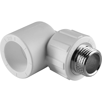 Угольник Политэк 25x1/2" НР для полипропиленовых труб (сварка) белый