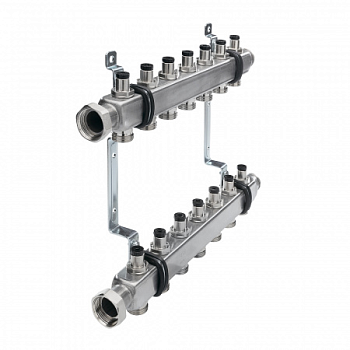 Коллектор TECE 1х3/4ЕК 6 контуров для систем отопления с запорными вентилями (квадратное сечение)