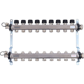 Uponor Smart S коллектор с клапанами стальной, выходы 9X3/4" евроконус
