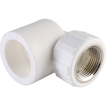 Угольник Политэк 32x3/4" ВР для полипропиленовых труб (сварка) белый