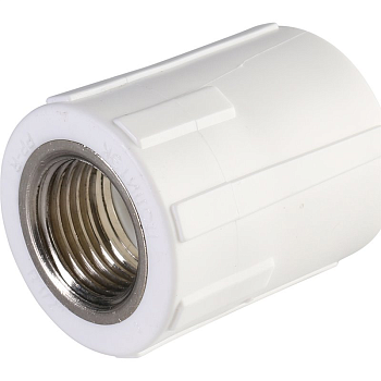 Муфта комбинированная Политэк 25x1/2" ВР для полипропиленовых труб (сварка) белая
