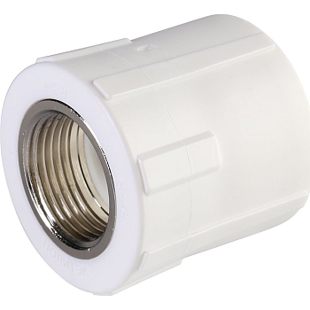 Муфта комбинированная Политэк 32x3/4" ВР для полипропиленовых труб (сварка) белая