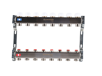 Коллектор ROMMER 1"х3/4" 8 выходов с запорными клапанами