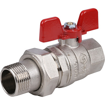 STOUT Кран шаровой полнопроходной с "американкой" (ВР/НР - ручка бабочка 3/4 (EPDM))