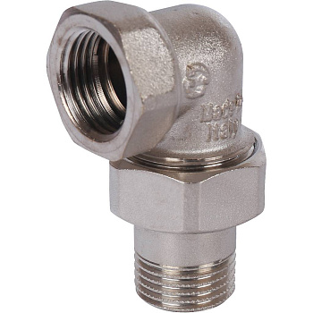 Разъемное соединение американка STOUT 1/2" угловое с уплотнением под гайкой ВН (никелированное)