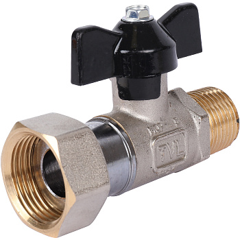 STOUT Кран шаровой с накидной гайкой (НР/накидная гайка - ручка бабочка 1/2x3/4)