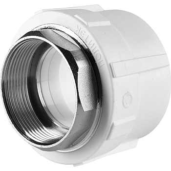 Муфта комбинированная Политэк 63x2" ВР под ключ для полипропиленовых труб (сварка) белая