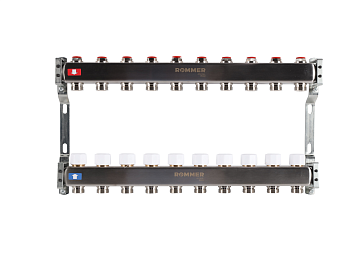 Коллектор ROMMER 1"х3/4" 10 выходов с запорными клапанами