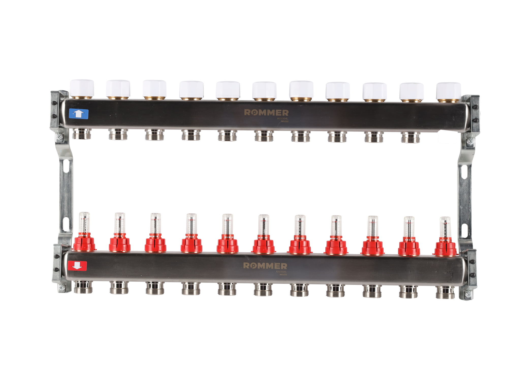 Коллектор ROMMER 1"х3/4" 11 выходов с расходомерами