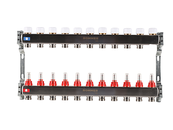 Коллектор ROMMER 1"х3/4" 11 выходов с расходомерами