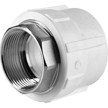 Муфта комбинированная Политэк 32х1" НР под ключ для полипропиленовых труб (сварка) белая