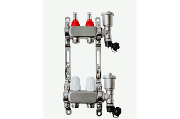 Коллекторная группа GROSSETO 1"x3/4" 2 вых. с расходомерами (нержавеющая сталь, 10 бар, автом. в/о)