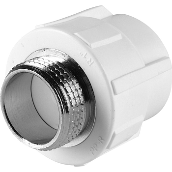 Муфта комбинированная Политэк 32х1" НР для полипропиленовых труб (сварка) белая