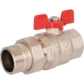 STOUT Кран шаровой полнопроходной с "американкой"  (ВР/НР - ручка бабочка 1 1/4 (EPDM))