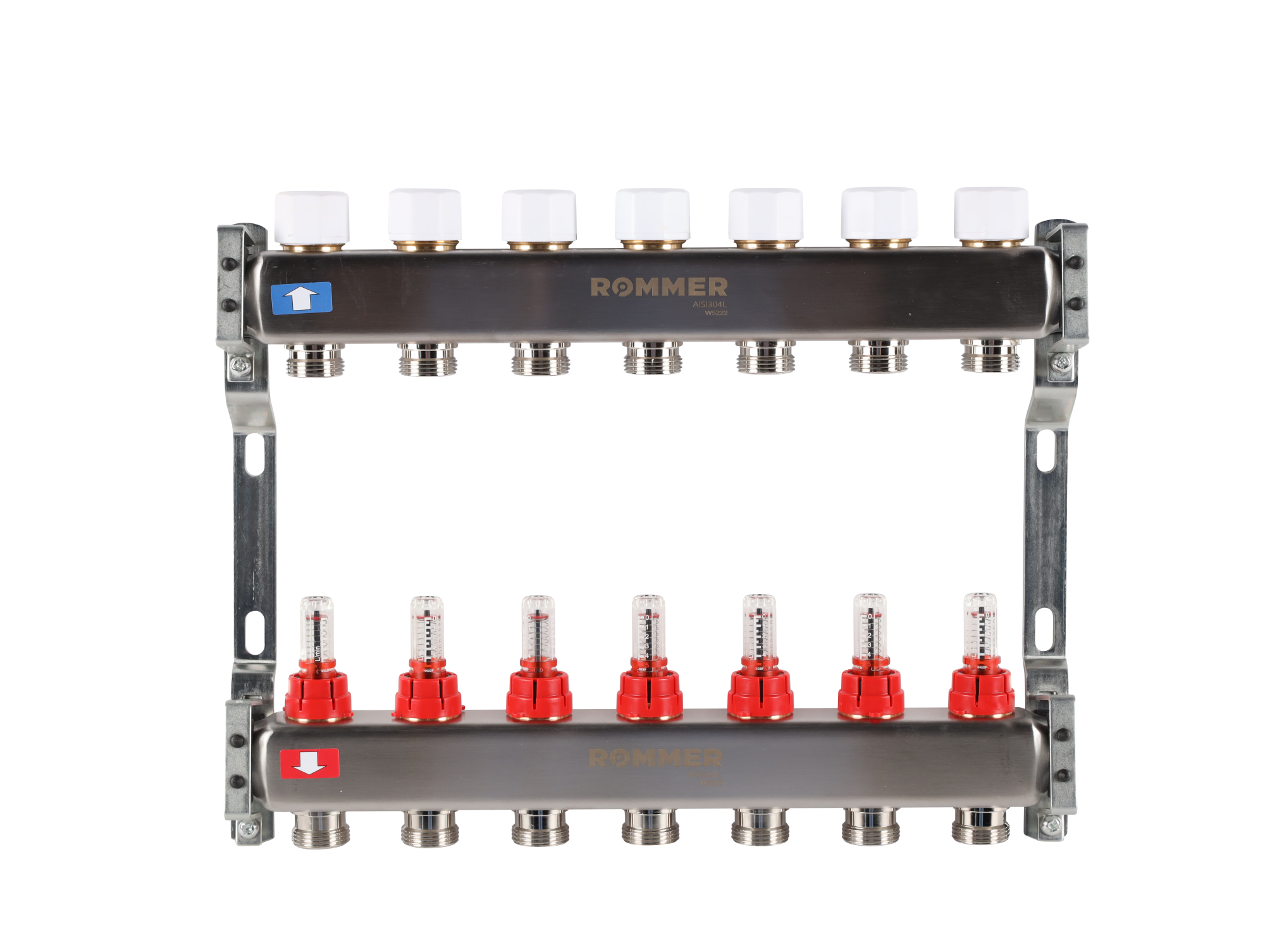 Коллектор ROMMER 1"х3/4" 7 выходов с расходомерами