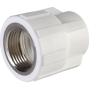 Муфта комбинированная Политэк 20x3/4" ВР для полипропиленовых труб (сварка) белая