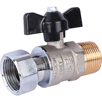 STOUT Кран шаровой с накидной гайкой (НР/накидная гайка - ручка бабочка 3/4x3/4)