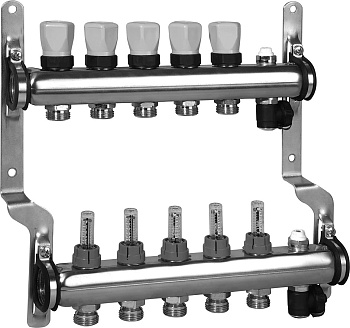Коллектор Meibes с расходомерами на 5 выходов