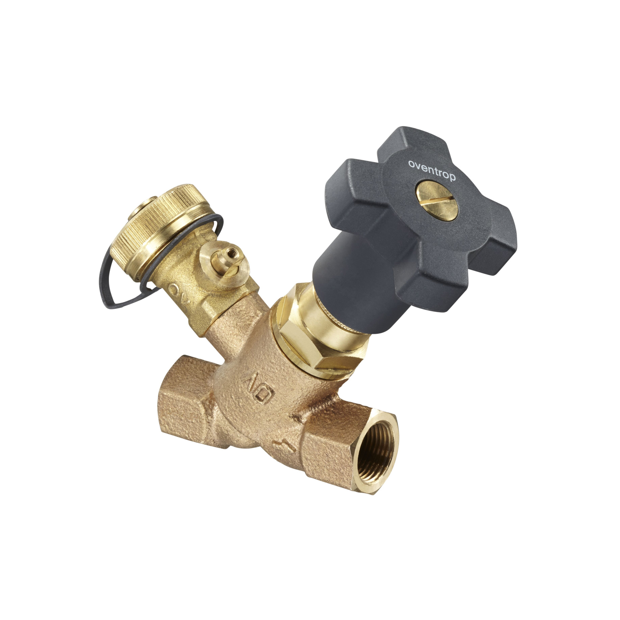 Вентиль OVENTROP DN25х1 с косой врезкой с функцией слива (штуцер со стороны маховика)