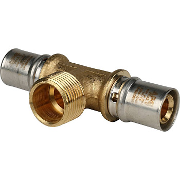 Тройник-переходник STOUT 20х3/4"х20 с наружной резьбой для металлопластиковых труб (прессовой)