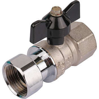 STOUT Кран шаровой с накидной гайкой (ВР/накидная гайка - ручка бабочка 3/4x3/4)