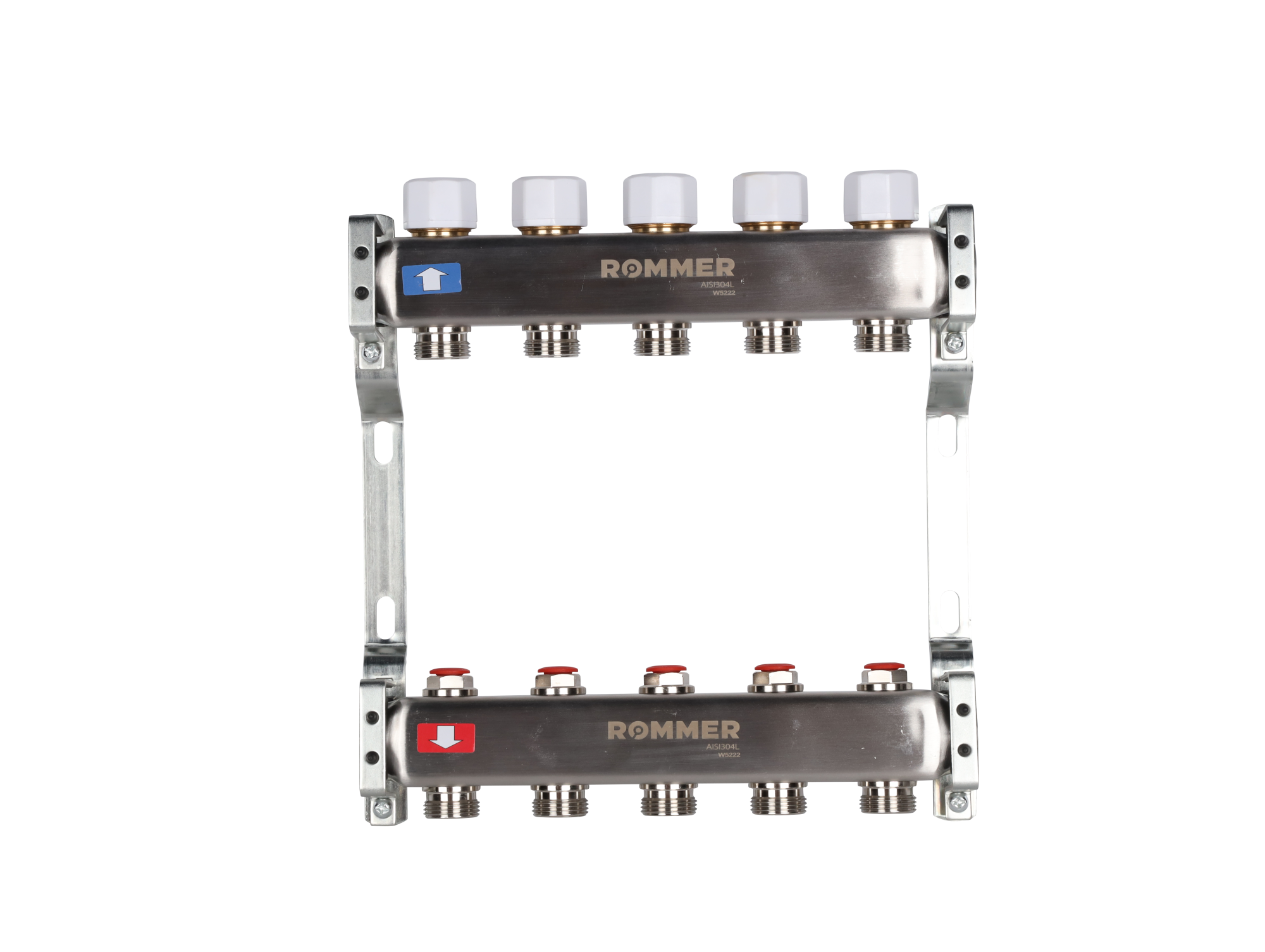 Коллектор ROMMER 1"х3/4" 5 выходов с запорными клапанами