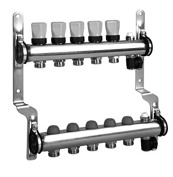 Meibes Коллектор из нержавеющей стали с термовставками, 6 выходов