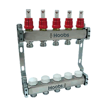 Коллекторная группа HOOBS с расходомерами, с отсекающими клапанами и кронштейнами 1х3/4 EK - 13 вых