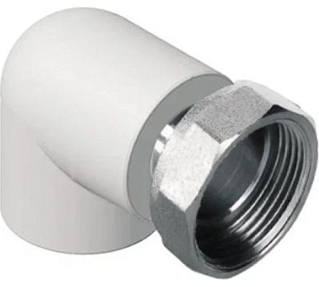 Угольник 90° Политэк 20х1/2" PPRC с накидной гайкой (белый)