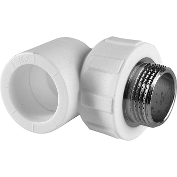 Угольник Политэк 32х1" НР для полипропиленовых труб (сварка) белый