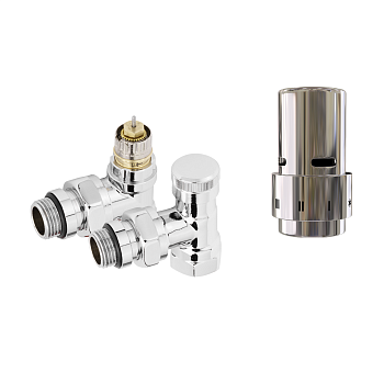 Набор термостатический Royal Thermo Design 1/2" Click угловой (Хром) с термоголовкой Design (Хром)