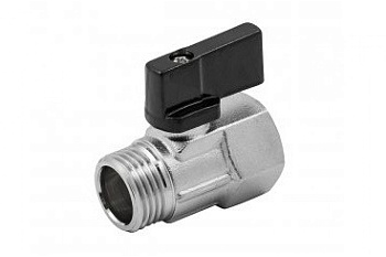 Кран шаровой латунный прямой ELSEN MINI, НВ 1/4" — 1/4", ручка - бабочка