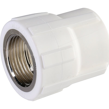 Муфта комбинированная Политэк 25x3/4" ВР для полипропиленовых труб (сварка) белая