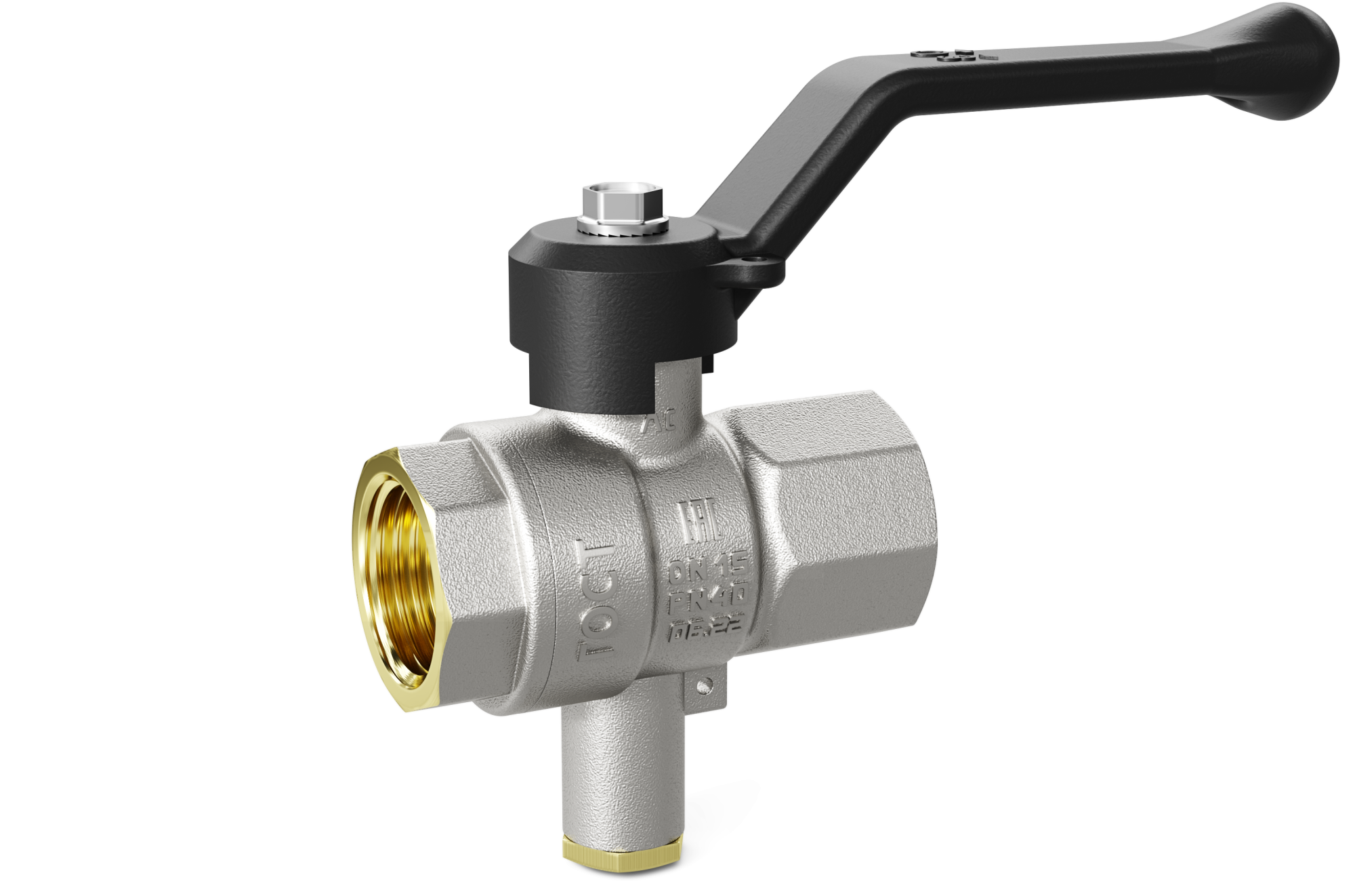 Кран шаровой LD Pride Ду15 Ру40 G1/2" ВР для термодатчика (рычаг черный)