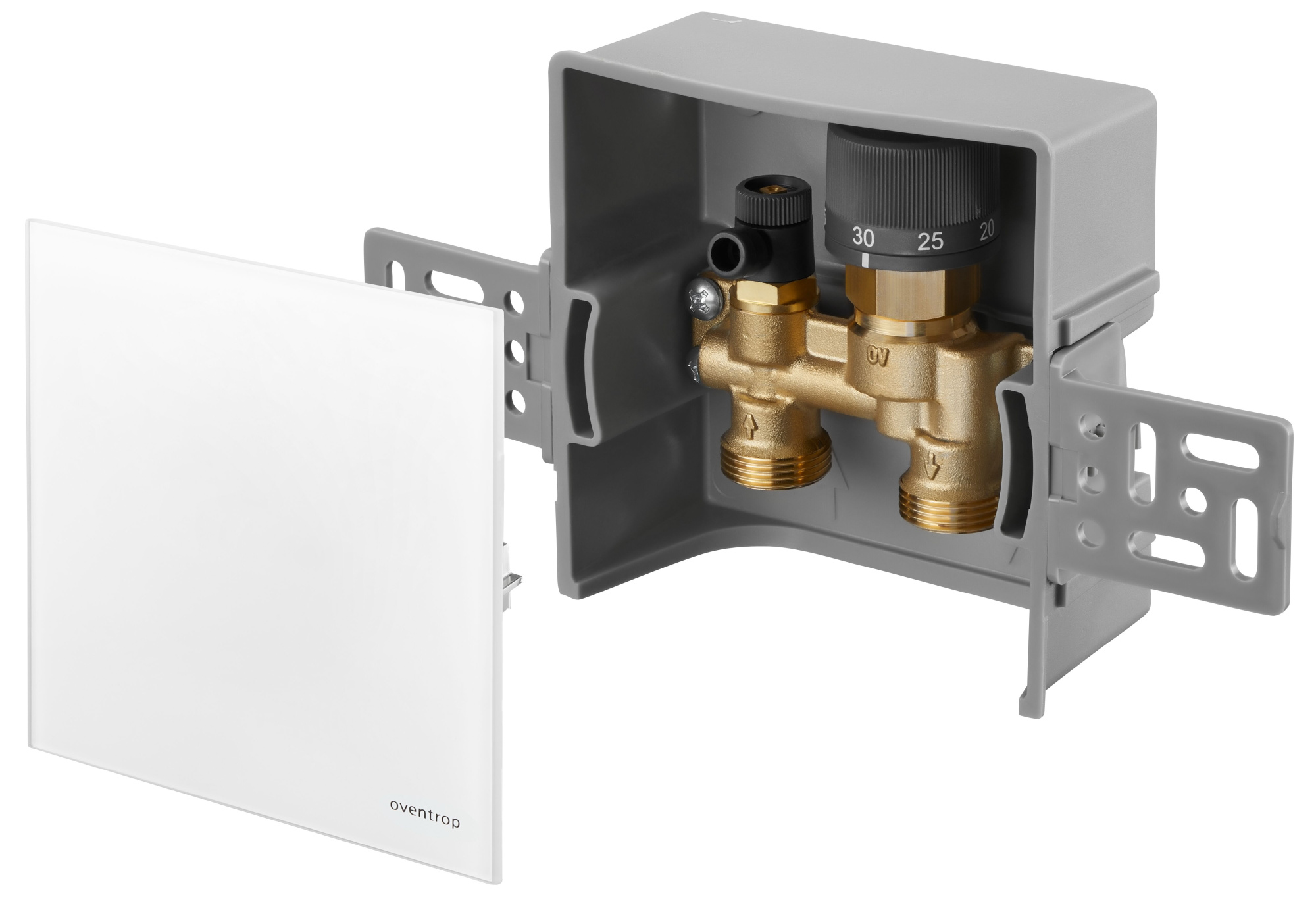 Набор терморегулятора OVENTROP Unibox E RTL 20-40°C (белое стекло)ограничение T°С обратного потока