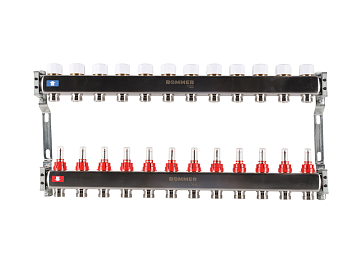 Коллектор ROMMER 1"х3/4" 12 выходов с расходомерами
