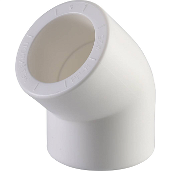 Угольник 45° Политэк 25 для полипропиленовых труб (сварка) белый