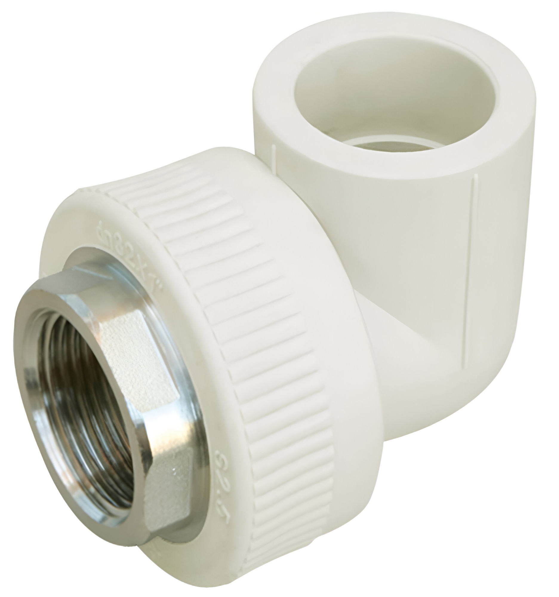 Угольник комбинированный РосТурПласт PP-R Дн32х1" ВР под ключ (белый)