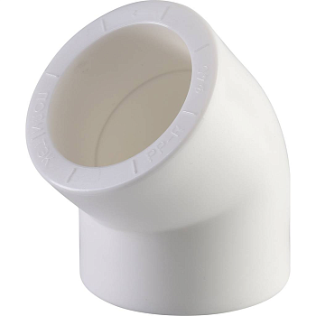 Угольник 45° Политэк 40 для полипропиленовых труб (сварка) белый