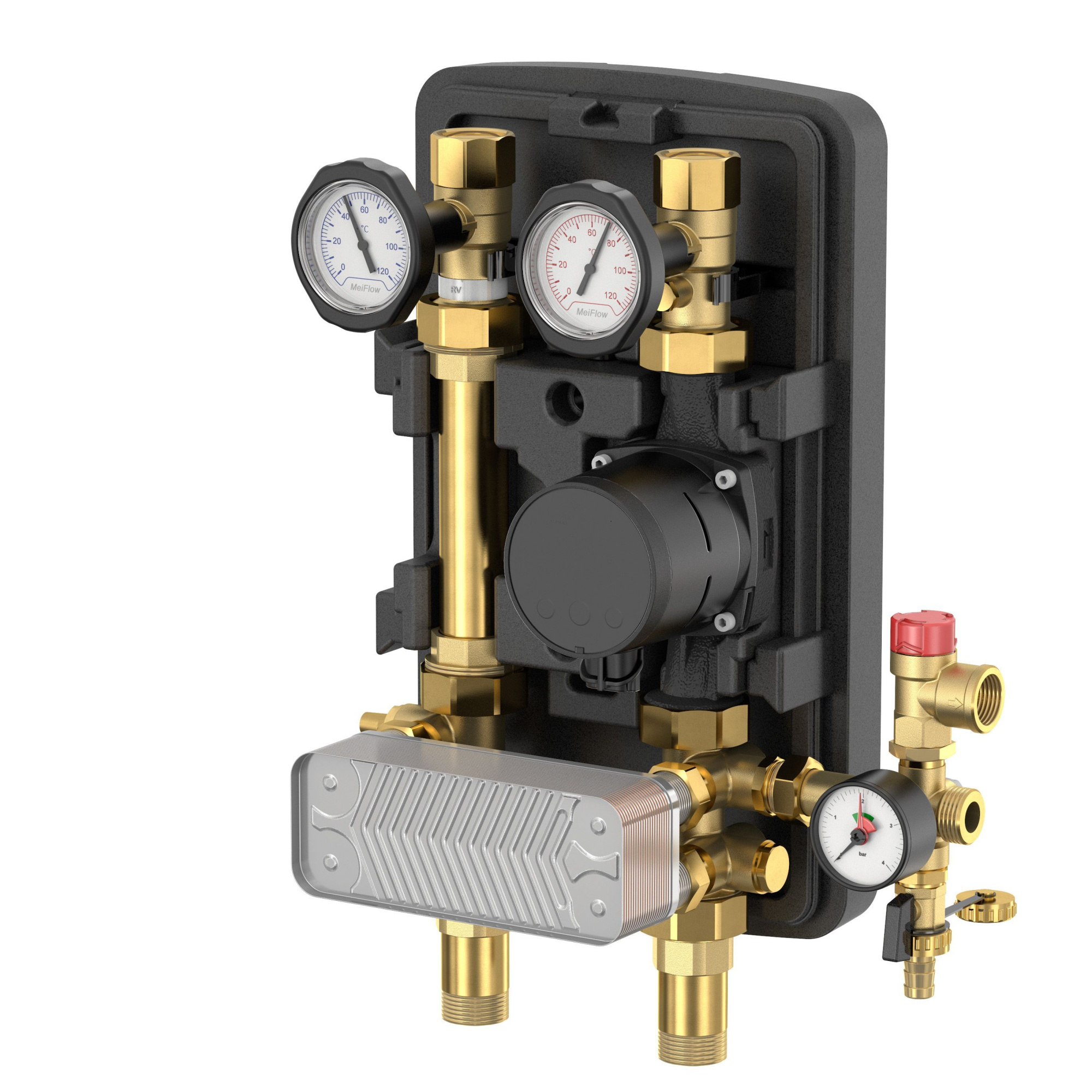 Насосная группа Meibes MeiFlow TOP S UC-SD DN25 с теплообменником с насосом Grundfos Alpha 2.1 25-60