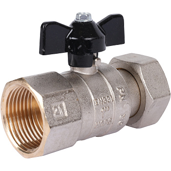 STOUT Кран шаровой с накидной гайкой (ВР/накидная гайка - ручка бабочка 1x1)