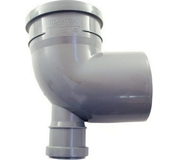 Отвод Политэк 110х90° с выходом 50 фронтальный (тыл)