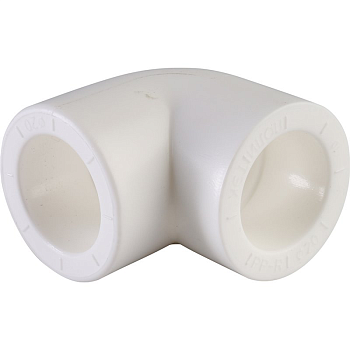 Угольник 90° Политэк 20 для полипропиленовых труб (сварка) белый