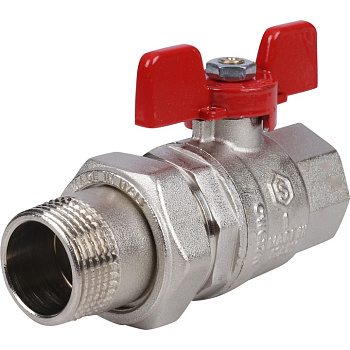 STOUT Кран шаровой полнопроходной с "американкой"  (ВР/НР - ручка бабочка 1 (EPDM))