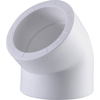 Угольник 45° Политэк 63 для полипропиленовых труб (сварка) белый