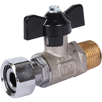 STOUT Кран шаровой с накидной гайкой (НР/накидная гайка - ручка бабочка 1/2x1/2)