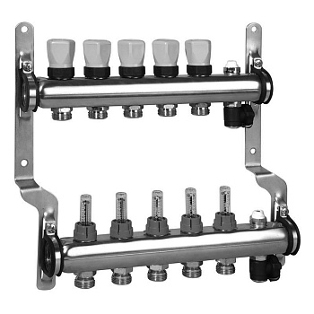 Meibes Коллектор из нержавеющей стали с расходомерами, 7 выходов