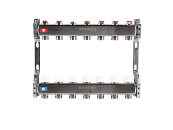 Коллектор ROMMER 1"х3/4" 7 выходов с запорными клапанами